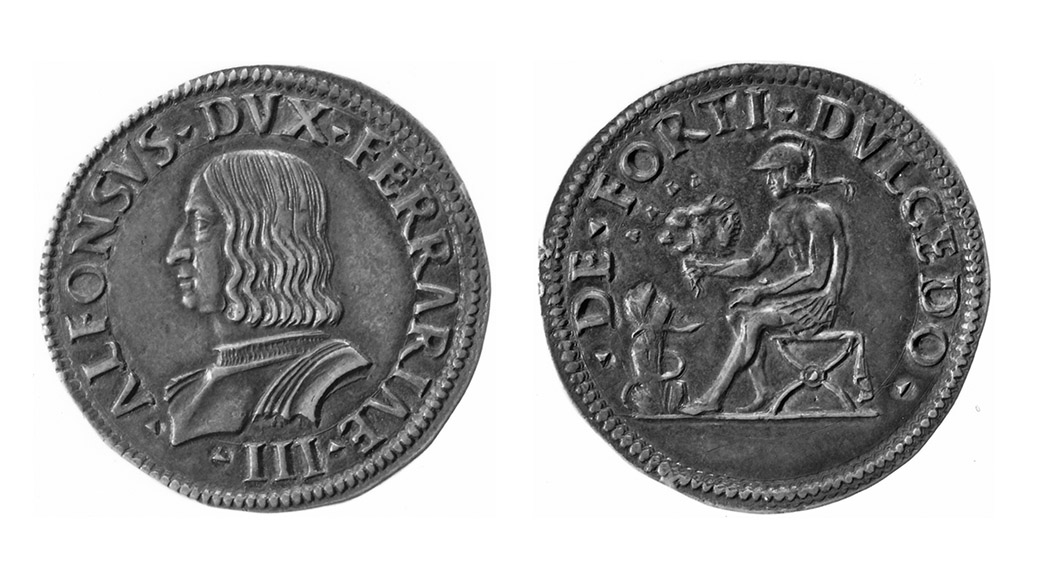 Silver quarto / testone of Alfonso I d'Este, CNI 21