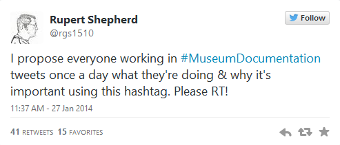 Twitter post launching #MuseumDocumentation