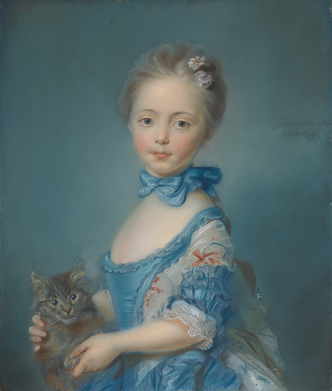 Probably by Jean-Baptiste Perronneau, A Girl with a Kitten