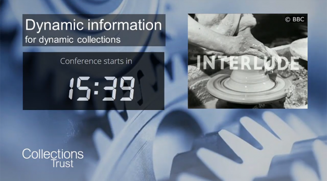 The placeholder screen for the Collections Trust 2020 conference, 'Dynamic information for dynamic collections', featuring the BBC Potter's Wheel